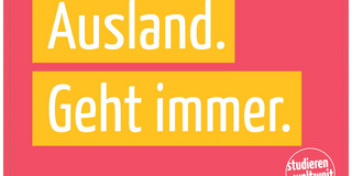 DAAD Ausland geht immer Postkarte Postkarte, auf der "Ausland geht immer" steht