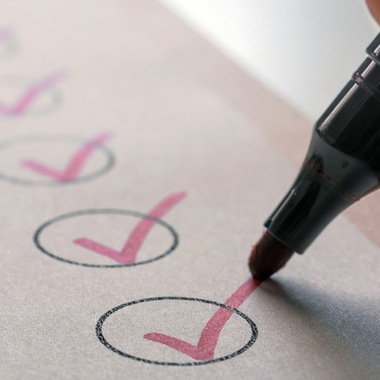Checklist a list on a clipboard, a pen checks off individual fields
